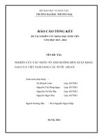 Nghiên cứu các nhân tố ảnh hưởng đến xuất khẩu gạo của việt nam sang các nước asean