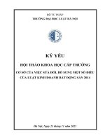 Kỷ yếu hội thảo khoa học cấp Trường: Cơ sở của việc sửa đổi, bổ sung một số điều của Luật Kinh doanh bất động sản 2014