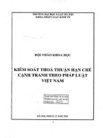 Kỷ yếu hội thảo khoa học cấp Khoa: Kiểm soát thoả thuận hạn chế cạnh tranh theo pháp luật Việt Nam