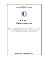 Kỷ yếu hội thảo khoa học cấp Trường: Trách nhiệm của cơ quan, tổ chức và cá nhân trong Luật Phòng, chống tham nhũng