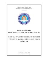 Đánh giá sự ưu tiên của khách hàng đối với dịch vụ xanh sm trên địa bàn thành phố hà nội
