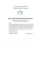 Đề án kế hoạch kinh doanhđề án kế hoạch kinh doanh thi kết thúc học phần khởi nghiệp và đổi mới sáng tạo