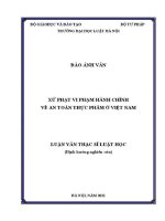 Luận văn thạc sĩ Luật học: Xử phạt vi phạm hành chính về an toàn thực phẩm ở Việt Nam