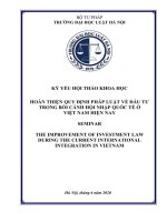 Kỷ yếu hội thảo khoa học cấp Khoa: Hoàn thiện quy định pháp luật về đầu tư trong bối cảnh hội nhập quốc tế ở Việt Nam hiện nay