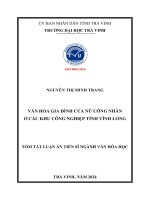 Tóm tắt: Văn hóa gia đình của nữ công nhân ở các khu công nghiệp tỉnh Vĩnh Long