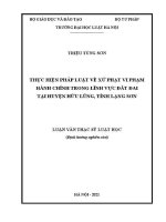 Luận văn thạc sĩ Luật học: Thực hiện pháp luật về xử phạt vi phạm hành chính trong lĩnh vực đất đai tại huyện Hữu Lũng, tỉnh Lạng Sơn