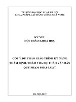 Kỷ yếu hội thảo khoa học cấp Khoa: Góp ý dự thảo Giáo trình Kỹ năng thẩm định, thẩm tra dự thảo văn bản quy phạm pháp luật