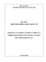 Kỷ yếu hội thảo khoa học Quốc tế: Đánh giá tác động xã hội và giới của chính sách trong xây dựng văn bản quy phạm pháp luật