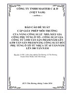 BÁO CÁO ĐỀ XUẤT CẤP GIẤY PHÉP MÔI TRƯỜNG CỦA NÂNG CÔNG SUẤT NHÀ MÁY GIA CÔNG PHỤ TÙNG Ô TÔ  CÔNG SUẤT GIA CÔNG TỪ 3.950 TẤN SẢN PHẨMNĂM LÊN 4.550 TẤN SẢN PHẨMNĂM, CÔNG SUẤT ĐÚC PHỤ TÙNG Ô TÔ TỪ NHỰA TỪ 65 TẤNNĂM LÊN 300 TẤNNĂM