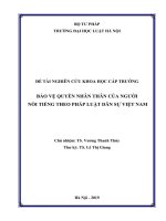 Đề tài nghiên cứu khoa học cấp Trường: Bảo vệ quyền nhân thân của người nổi tiếng theo pháp luật dân sự Việt Nam