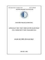 Luận án tiến sĩ Luật học: Kiểm soát việc thực hiện quyền hành pháp của Chính phủ ở Việt Nam hiện nay