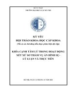 Kỷ yếu hội thảo khoa học cấp Khoa: Khía cạnh tâm lý trong hoạt động xét xử sơ thẩm vụ án hình sự - Lý luận và thực tiễn