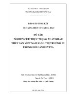 Nghiên cứu thực trạng xuất khẩu thủy sản việt nam sang thị trường eu trong bối cảnh evfta