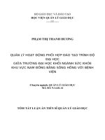 Tóm tắt: Quản lý hoạt động phối hợp đào tạo trình độ đại học giữa trường đại học khối ngành Sức khỏe khu vực nam Đồng bằng sông Hồng với bệnh viện