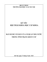 Kỷ yếu hội thảo khoa học cấp Khoa: Ban hành văn bản của cơ quan nhà nước trong tình trạng khẩn cấp