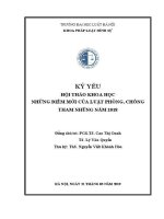 Kỷ yếu hội thảo khoa học cấp Trường: Những điểm mới của Luật Phòng, chống tham nhũng năm 2018