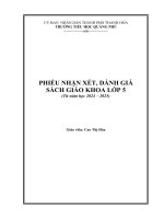 Mãu 2  cao hoà  phiếu nhận xét sgk l5