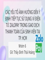 Các yếu tố ảnh hưởng đến ý định tiếp tục sử dụng ví điện tử zalopay trong giao dịch thanh toán của sinh viên tại tp  hcm
