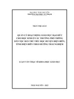 Quản lý hoạt động giáo dục đạo đức cho học sinh ở các trường phổ thông dân tộc bán trú tiểu học huyện điện biên, tỉnh điện biên theo hướng trải nghiệm