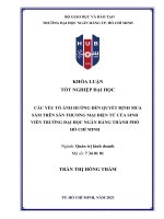 Các yếu tố ảnh hưởng đến quyết định lựa chọn sàn thương mại điện tử của sinh viên trường đại học ngân hàng thành phố hồ chí minh