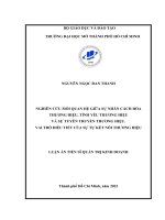 Nghiên cứu mối quan hệ giữa nhân cách hóa thương hiệu, tình yêu thương hiệu và sự tuyên truyền thương hiệu. Vai trò điều tiết của sự tự kết nối thương hiệu