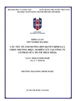 Các yếu tố ảnh hưởng đến quyết định lựa chọn thương hiệu nghiên cứu tại công ty cổ phần sữa th (th true milk)