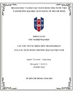 Các yếu tố tác động đến thanh khoản của các ngân hàng thương mại tại việt nam