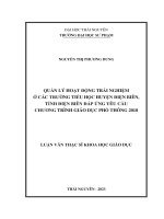 Quản lý hoạt động trải nghiệm ở các trường tiểu học huyện điện biên, tỉnh điện biên đáp ứng yêu cầu chương trình gdpt 2018