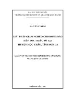 Giải pháp giảm nghèo cho đồng bào dân tộc thiểu số tại huyện mộc châu, tỉnh sơn la