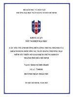 Các yếu tố ảnh hưởng đến lòng trung thành của khách hàng đối với các ngân hàng thương mại niêm yết trên sở giao dịch chứng khoán thành phố hồ chí minh