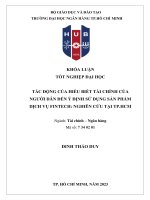 Tác động của hiểu biết tài chính của người dân đến ý định sử dụng sản phẩm dịch vụ fintech nghiên cứu tại tp hcm