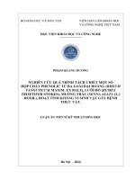 Nghiên cứu quá trình tách chiết một số hợp chất phenolic từ ba loài đại hoàng, lưỡi bò, muồng trâu, hoạt tính kháng vi sinh vật gây bệnh thực vật