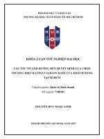 Các yếu tố ảnh hưởng đến quyết định lựa chọn thương hiệu katinat saigon kafe tại tp  hcm