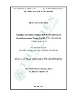 Nghiên cứu phát triển bền vững rừng sở (camellia sasanqua thunb )tại huyện văn quan, tỉnh lạng sơn