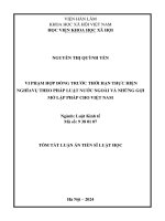 VI PHẠM HỢP ĐỒNG TRƯỚC THỜI HẠN THỰC HIỆN NGHĨA VỤ THEO PHÁP LUẬT NƯỚC NGOÀI VÀ NHỮNG GỢI MỞ LẬP PHÁP CHO VIỆT NAM