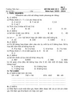 Bộ đề kiểm tra học kì 2 môn toán lớp 2 kết nối tri thức năm 2024 phiên bản 1