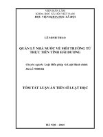 QUẢN LÝ NHÀ NƯỚC VỀ MÔI TRƯỜNG TỪ THỰC TIỄN TỈNH HẢI DƯƠNG
