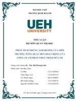 PHÂN TÍCH NHỮNG ẢNH HƯỞNG CỦA MÔI TRƯỜNG TỔNG QUÁT ĐẾN HOẠT ĐỘNG CỦA CÔNG TY CỔ PHẦN THỰC PHẨM SỮA TH