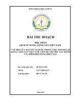 BÀI THU HOẠCH HỌC PHẦN LỊCH SỬ ĐẢNG VAI TRÒ CỦA NGUYỄN ÁI QUỐC TRONG VIỆC THÀNH LẬP ĐẢNG CỘNG SẢN VIỆT NAM LIÊN HỆ VIỆC XÂY DỰNG VÀ CHỈNH ĐỐN ĐẢNG HIỆN NAY