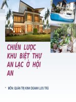 Tiểu Luận -  Quản Trị Lưu Trú - Đề Tài - Chiến  Lược  Khu  Biệt  Thự An Lạc  Ở  Hội  An