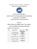 ĐỀ TÀI PHÂN TÍCH TÀI CHÍNH CÔNG TY CỔ PHẦN SỮA VINAMILK GIAI ĐOẠN 2020-2022