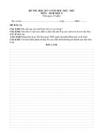 Đề thi  học kỳ i năm học 2022 lơp 8