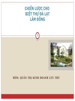 Tiểu Luận -Quản Trị Kinh Doanh Lưu Trú - Đề Tài - Chiến Lược Cho Biệt Thự Đà Lạt Lâm Đồng