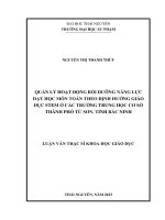 Quản lý hoạt động bồi dưỡng năng lực dạy học môn toán theo định hướng giáo dục stem ở các trường trung học cơ sở thành phố từ sơn, tỉnh bắc ninh