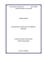 Luận văn thạc sĩ Luật học: Tội đánh bạc trong Bộ luật Hình sự năm 2015 