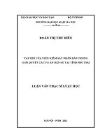 Luận văn thạc sĩ Luật học: Vai trò của Viện Kiểm sát nhân dân trong giải quyết các vụ án dân sự tại tỉnh Phú Thọ