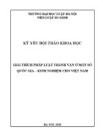 Kỷ yếu hội thảo khoa học cấp Khoa: Giải thích pháp luật thành văn ở một số quốc gia - Kinh nghiệm cho Việt Nam