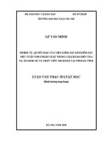 Luận văn thạc sĩ Luật học: Nhiệm vụ, quyền hạn của Viện Kiểm sát khi kiểm sát việc tuân theo pháp luật trong giai đoạn điều tra vụ án hình sự và thực tiễn thi hành tại tỉnh Hà Tĩnh