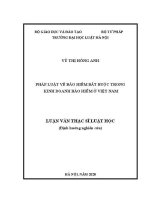 Luận văn thạc sĩ Luật học: Pháp luật về bảo hiểm bắt buộc trong kinh doanh bảo hiểm ở Việt Nam