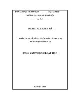 Luận văn thạc sĩ Luật học: Pháp luật về đầu tư góp vốn của đơn vị sự nghiệp công lập